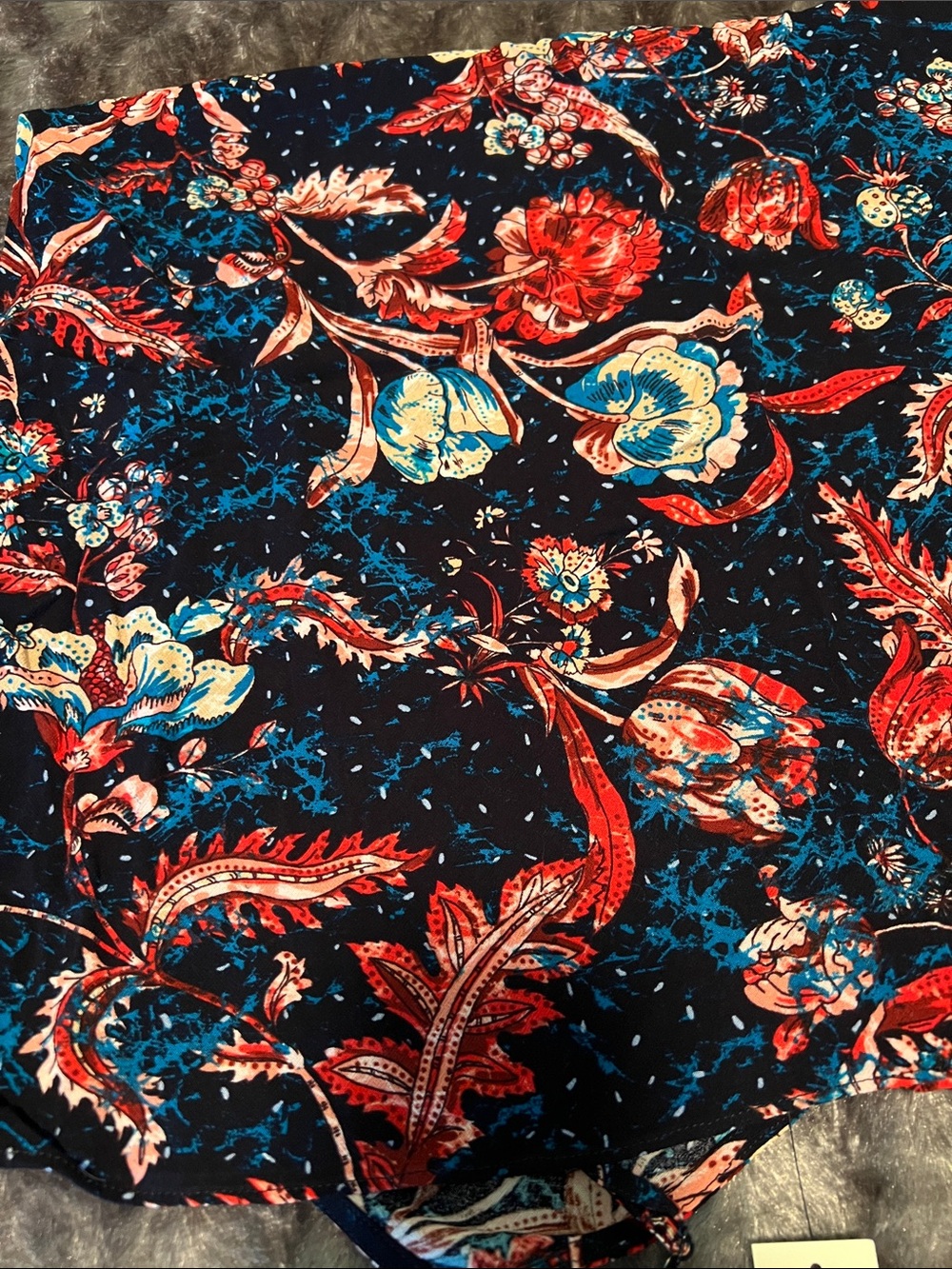 Express Navy Midi Slip Dress with Red & Blue floral Print, Medium - Picture 6 of 6